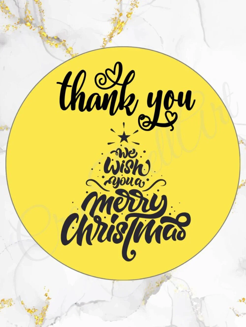 100 Christmas Thank You Stickers –Merry Christmas Tree Design